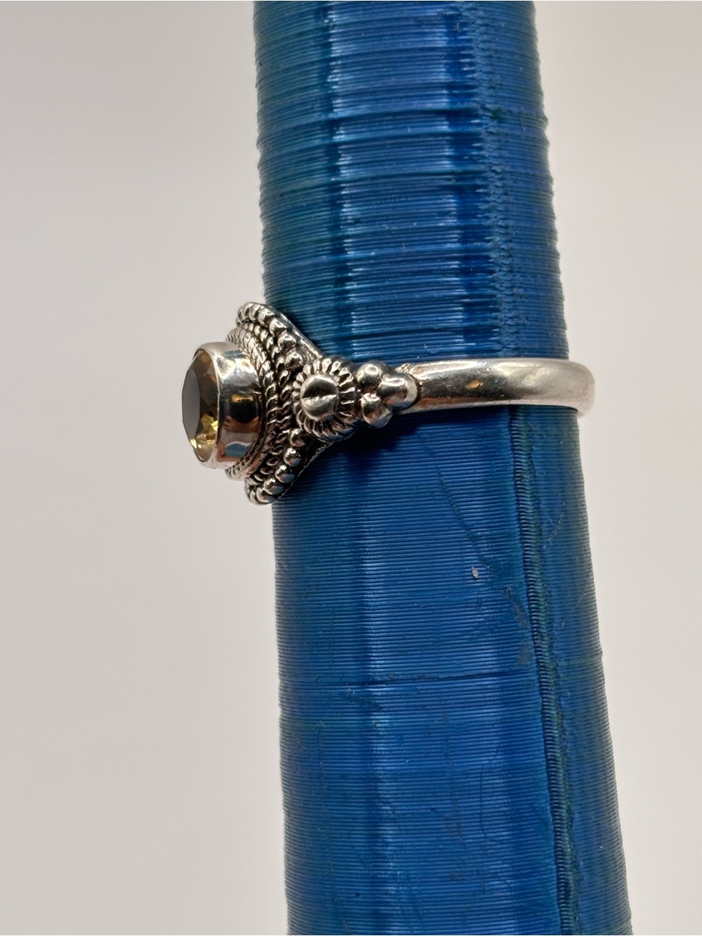 925 Sterling Silver Citrine Ring Ornate Statement Ring Size 6.25 - Picture 3 of 4